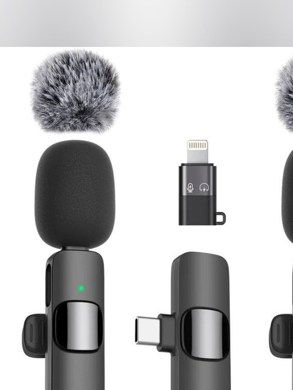 Universal Clip-On Lavalier Microphone with Windscreen - Black